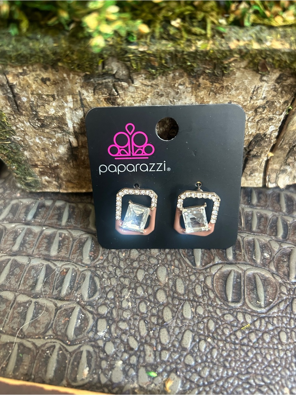 Paparazzi Rose Gold Square Crystal Halo Studs